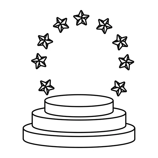 Cadre emblème rond Stars noir et blanc — Image vectorielle