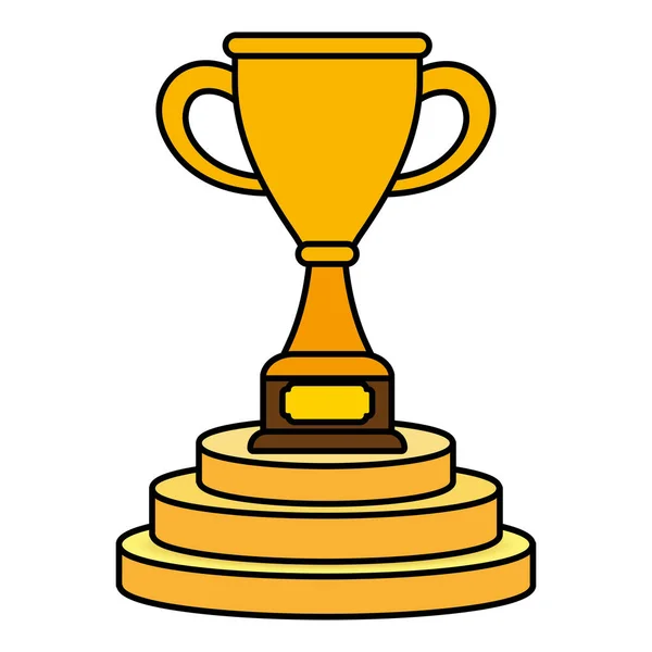 Trophy cup on podium symbol — Stock Vector