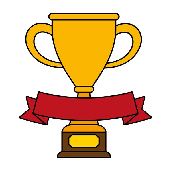 Copa de trofeo con banner de cinta en blanco — Vector de stock