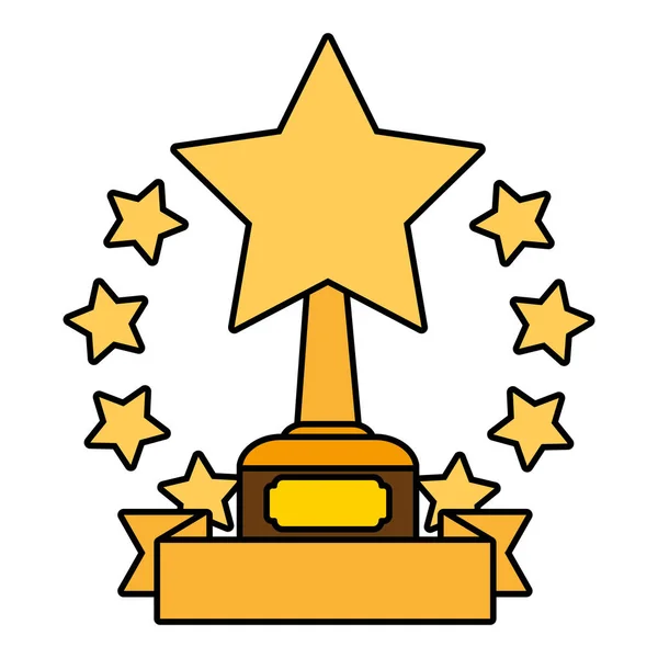 Trophée étoiles tasse avec bannière ruban blanc — Image vectorielle