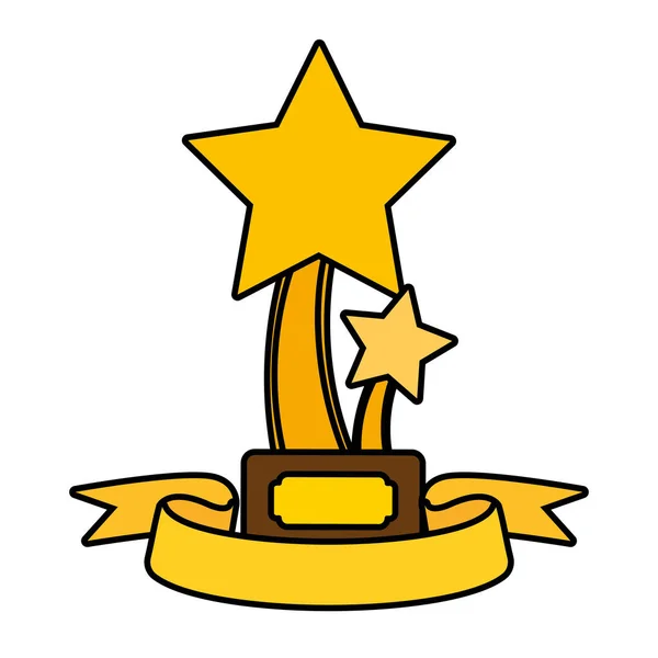 Estrelas de taça de troféu com faixa em branco —  Vetores de Stock
