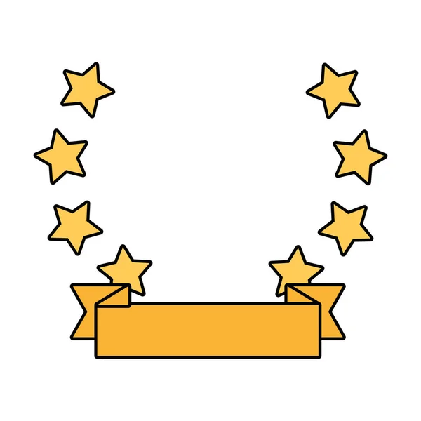 Étoiles avec bannière en ruban isolé — Image vectorielle