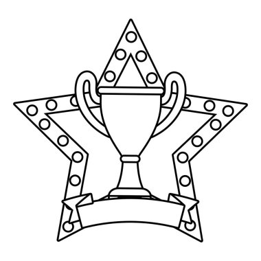 Trophy Kupası yıldız emblen ve boş şerit afiş siyah ve beyaz