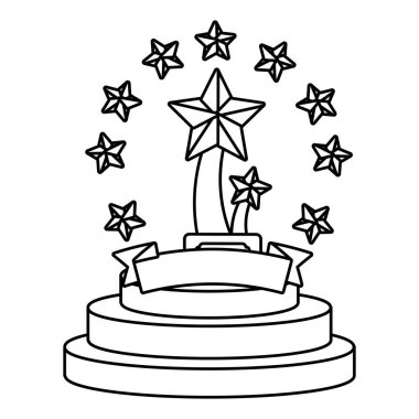 Trophy Kupası yıldız siyah ve beyaz