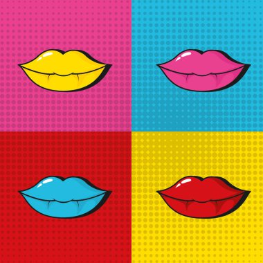 Renkli çerçeveler pop art seksi dudaklar