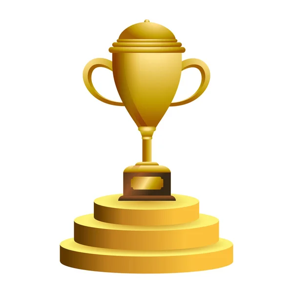 Copa de trofeos en el podio símbolo — Vector de stock