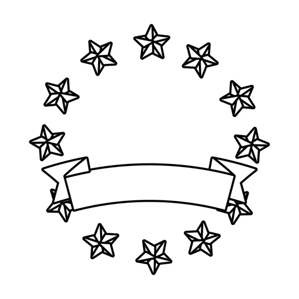 Banner de cinta en blanco con estrellas — Vector de stock