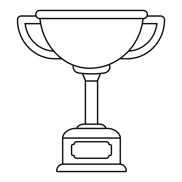 Trophy cup award on wooden box black and white black and white — Stock Vector