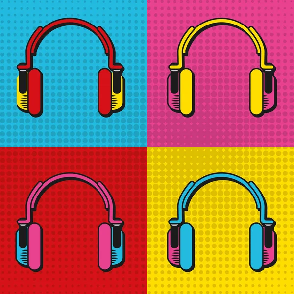 Pop arte auriculares marcos — Vector de stock