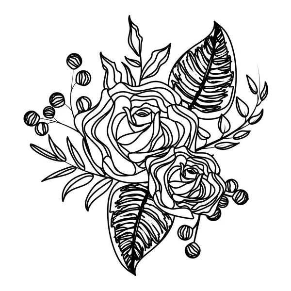 葉と花の図面 — ストックベクタ