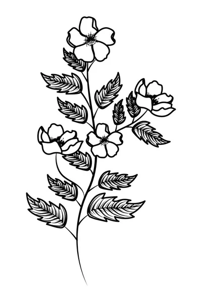 Fleur avec Feuilles dessin — Image vectorielle