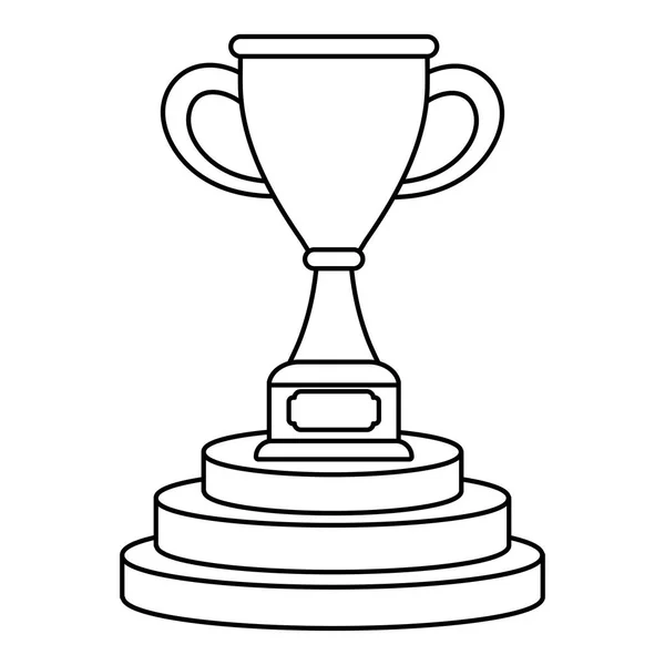 奖杯杯在领奖台黑色和白色 — 图库矢量图片