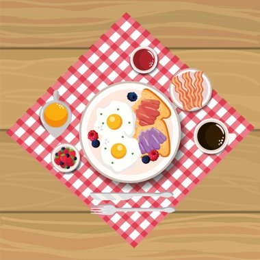 pastırma ve dilimlenmiş ekmek ile lezzetli kızarmış yumurta