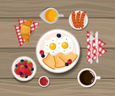 kruvasan ve sosis beslenme ile kızarmış yumurta