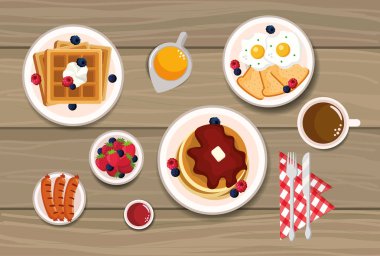 krep ve kızarmış yumurta ile lezzetli waffle