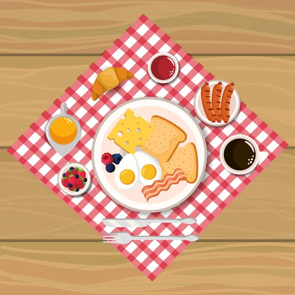 Смажені яйця з бешами та ковбасками сніданок — стоковий вектор