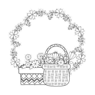 taç pot ve sepet saman içinde güzel çiçekler