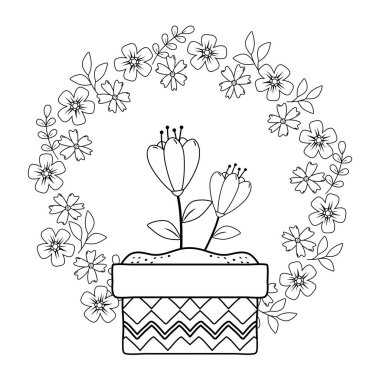 güzel gül çiçek ve seramik kap içinde yapraklar