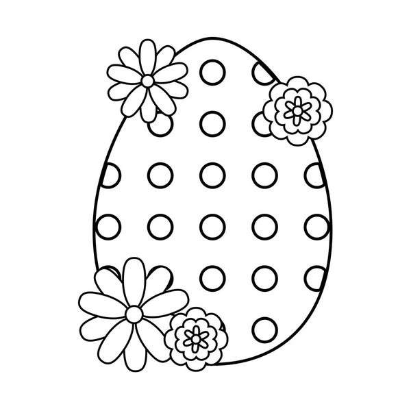 Beautitul egg painted with flowers easter icon — Stock Vector