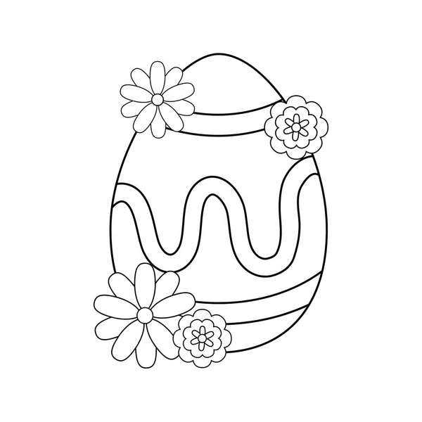 Beautitul egg painted with flowers easter icon — Stock Vector