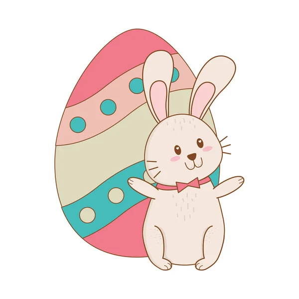 Petit lapin avec oeuf peint caractère de Pâques — Image vectorielle