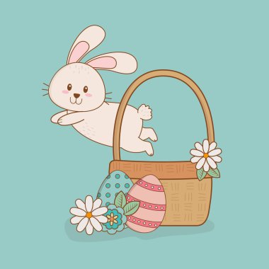 küçük tavşan sepet Paskalya karakteri ile
