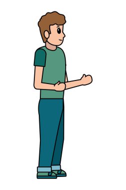 Genç adam vücut çizgi film