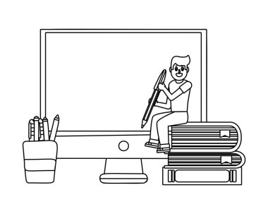 Online Eğitim adam çizgi film