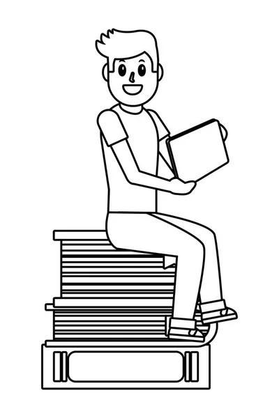 Éducation en ligne homme dessin animé — Image vectorielle