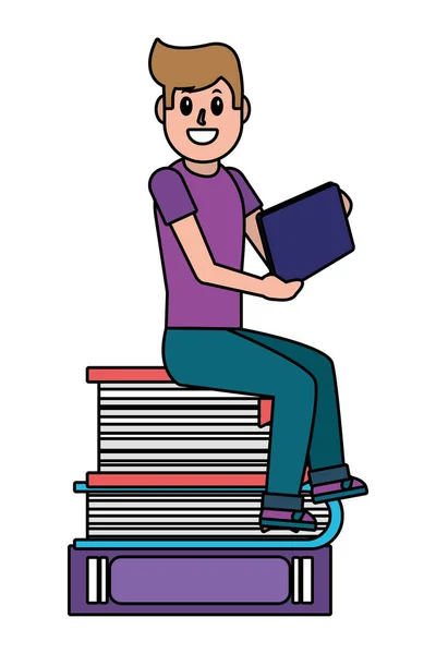 Online onderwijs man cartoon — Stockvector