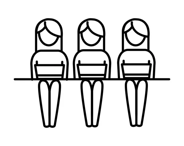 Dibujos animados pictograma de mujeres — Vector de stock