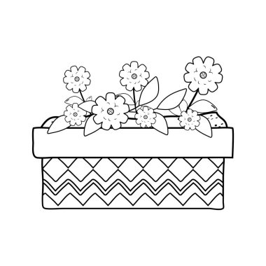 şirin çiçekler ve yapraklar pot bahçede