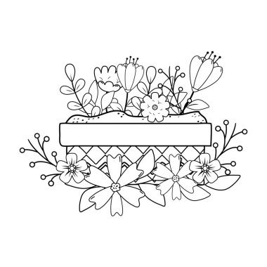 şirin çiçekler ve yapraklar pot bahçede