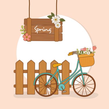 çiçek sepeti ve çit peyzaj ile Bisiklet