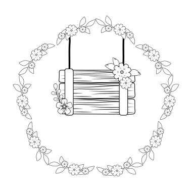 ahşap etiket ile sevimli çiçek çelenk taç