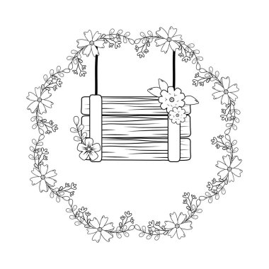 ahşap etiket ile sevimli çiçek çelenk taç
