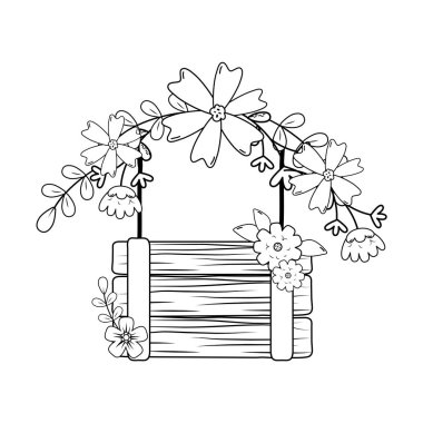 ahşap etiket ile sevimli çiçek çelenk taç