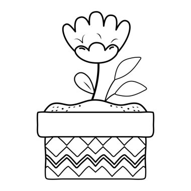 güzel gül çiçek ve seramik kap içinde yapraklar