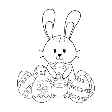 küçük tavşan yumurta boyalı Paskalya karakteri ile