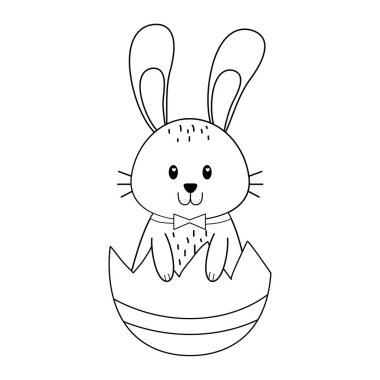 boyalı Paskalya karakter kırık yumurta ile küçük tavşan