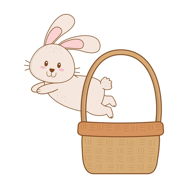 Little rabbit in basket easter character — Stock Vector