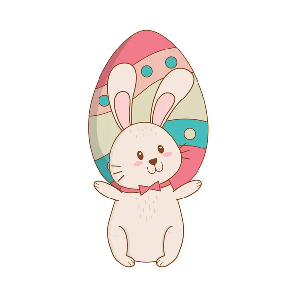 Petit lapin avec oeuf peint caractère de Pâques — Image vectorielle