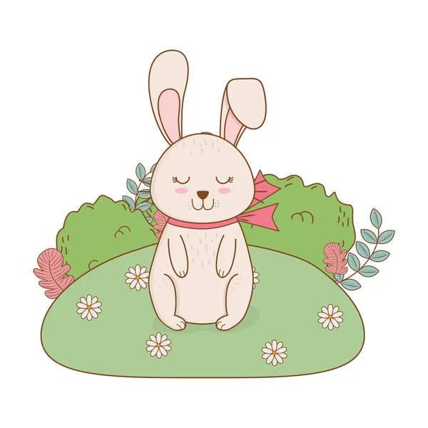Küçük tavşan ve yatay olarak Paskalya karakter — Stok Vektör