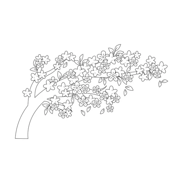 Rama de árbol con flores — Vector de stock