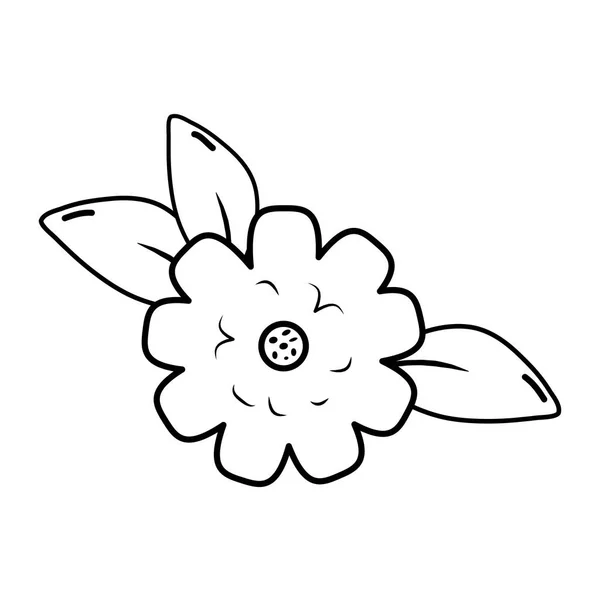 Szép virág és a levelek dekoratív ikon — Stock Vector