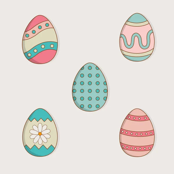 Набор яиц окрашенных пасхальных икон — стоковый вектор