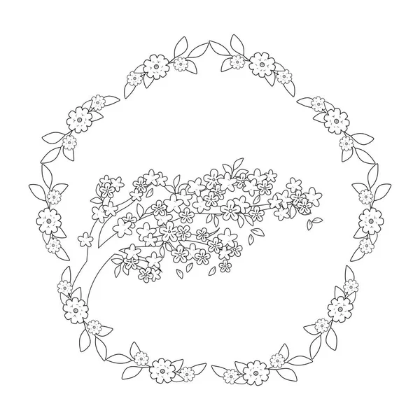 Ast mit Blüten und Krone — Stockvektor