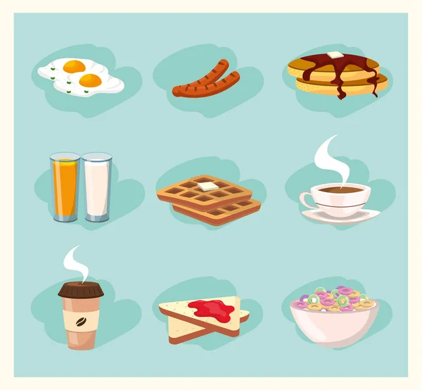 Набір смачного сніданку харчування — стоковий вектор