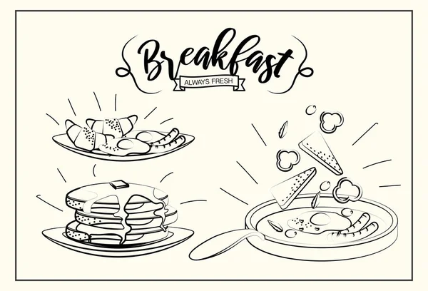 Set gesundes Frühstück mit Eiweißanteil — Stockvektor