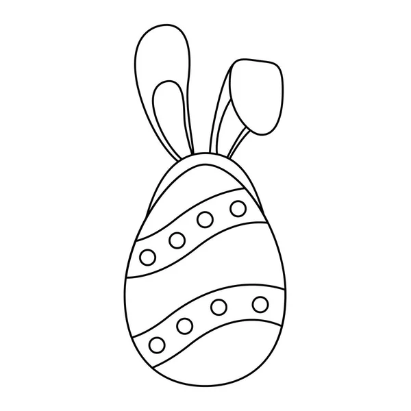 Hermoso huevo pintado con orejas conejo Pascua — Vector de stock